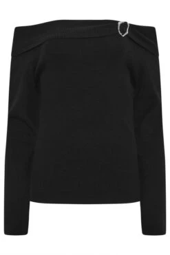 STAR Black Bardot Buckle Detail Jumper 15 STAR Black Bardot Buckle Detail Jumper -Evans Boutique dd4876ad d09e 4e 110603 X