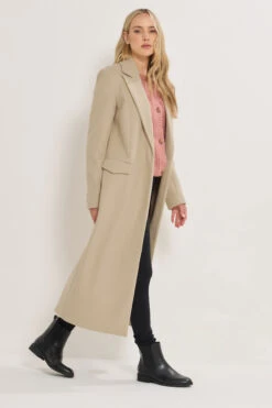 LTS Tall Natural Brown Longline Maxi Coat 8 LTS Tall Natural Brown Longline Maxi Coat -Evans Boutique dd582428 bc9e 41 356179 B