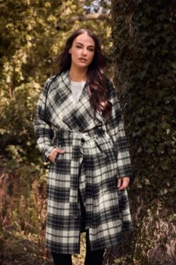 EVANS Black & White Check Waterfall Coat