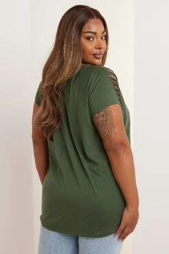 YOURS - Top Vert Kaki Squelette Manches Courtes Découpées -Evans Boutique de8e4d20 a758 40 304146 C