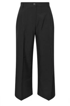 YOURS Curve Pantalon Large Tissé Noir à Plis Sur Le Devant -Evans Boutique de9a48b8 3f96 4f 143970 X