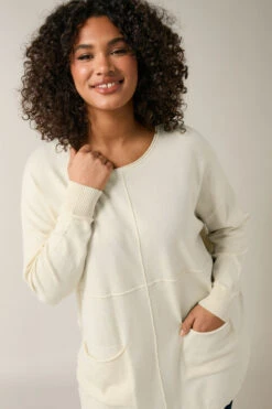 EVANS Curve Cream Pocket Front Knitted Jumper 14 EVANS Curve Cream Pocket Front Knitted Jumper -Evans Boutique debd4beb a734 41 615838 D