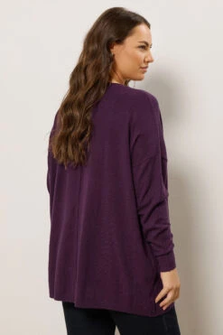 EVANS Curve Purple Soft Touch Front Seam Jumper 13 EVANS Curve Purple Soft Touch Front Seam Jumper -Evans Boutique ded8f0fa dc5f 47 616096 D