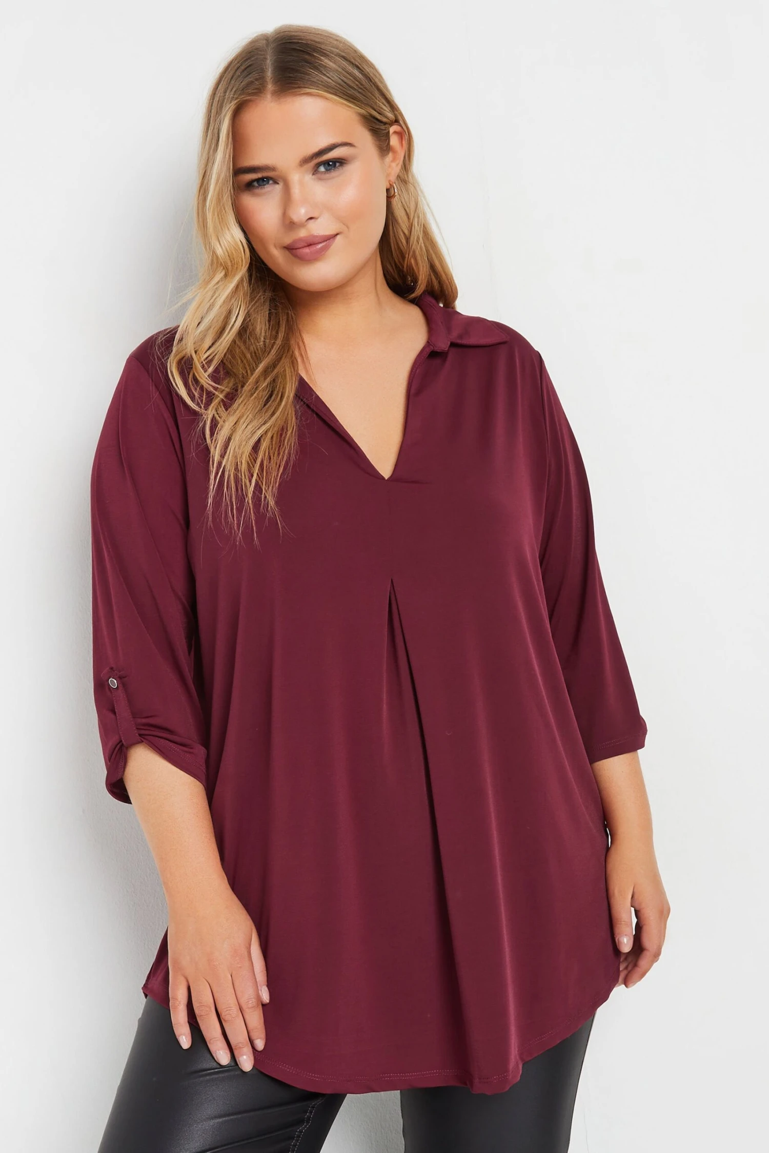 YOURS - Top Bordeaux Plissé Volanté En Jersey 3 YOURS - Top Bordeaux Plissé Volanté En Jersey