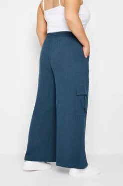 YOURS - Pantalon Bleu Marine En Lin Coupe Cargo -Evans Boutique df604e0f 996f 4a 143861 C