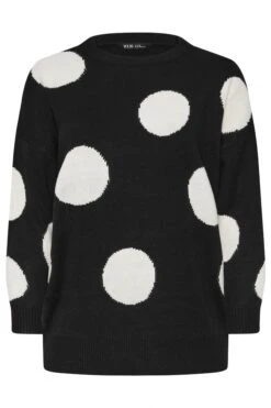 YOURS - Pull En Maille Noir & Blanc à Pois -Evans Boutique dfc8b443 5f72 4b 280396 X