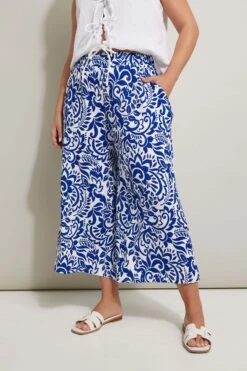 YOURS - Pantalon Jupe-Culotte Bleu Roi Abstrait Floral