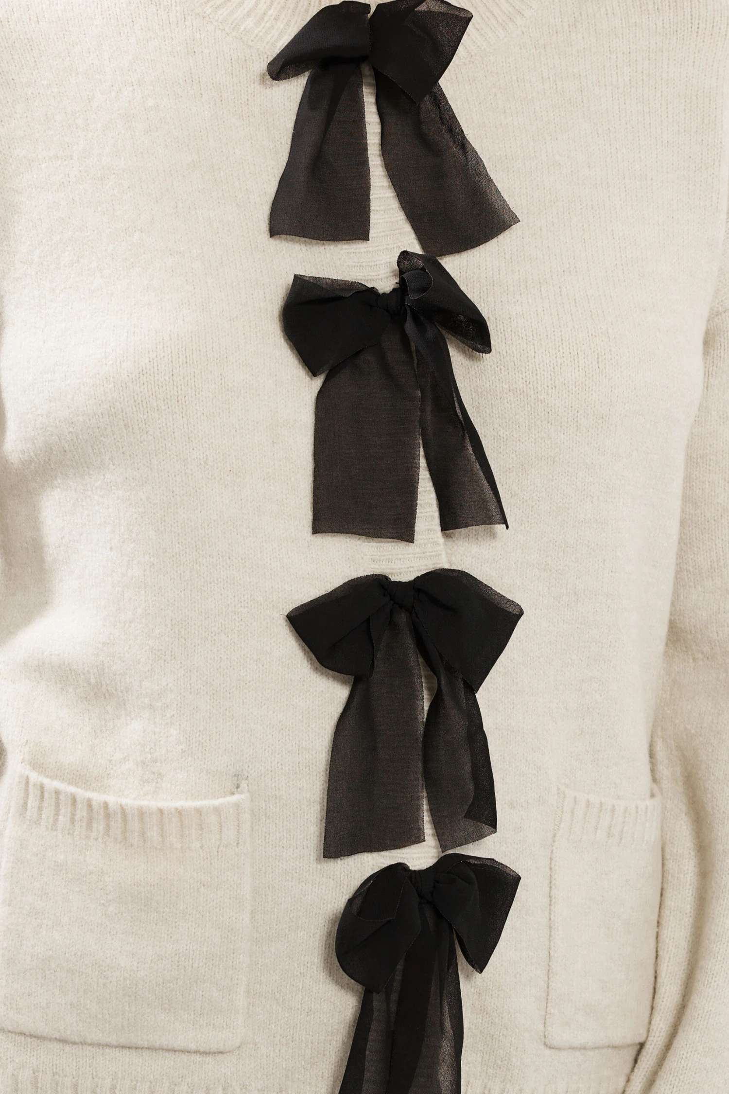 LTS Tall Cream Knitted Bow Front Cardigan 6 LTS Tall Cream Knitted Bow Front Cardigan – Image 4