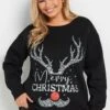 YOURS - Sweatshirt Noir 'Merry Christmas' Renne De Noël 1 YOURS - Sweatshirt Noir 'Merry Christmas' Renne De Noël -Evans Boutique e02bcc50 b6bb 47 303814 A