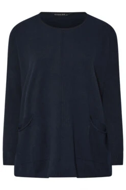 EVANS Curve Navy Blue Soft Touch Front Seam Jumper 13 EVANS Curve Navy Blue Soft Touch Front Seam Jumper -Evans Boutique e0a7d63d de06 41 616094 X