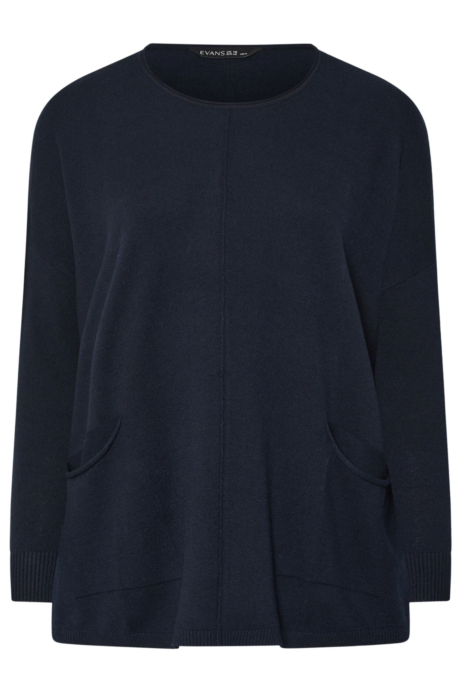EVANS Curve Navy Blue Soft Touch Front Seam Jumper 8 EVANS Curve Navy Blue Soft Touch Front Seam Jumper – Image 6