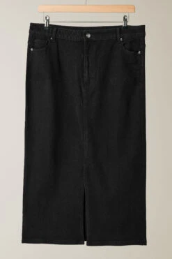 EVANS Curve Black Split Hem Denim Midi Skirt 14 EVANS Curve Black Split Hem Denim Midi Skirt -Evans Boutique e0e0013d a84b 4c 615845 P