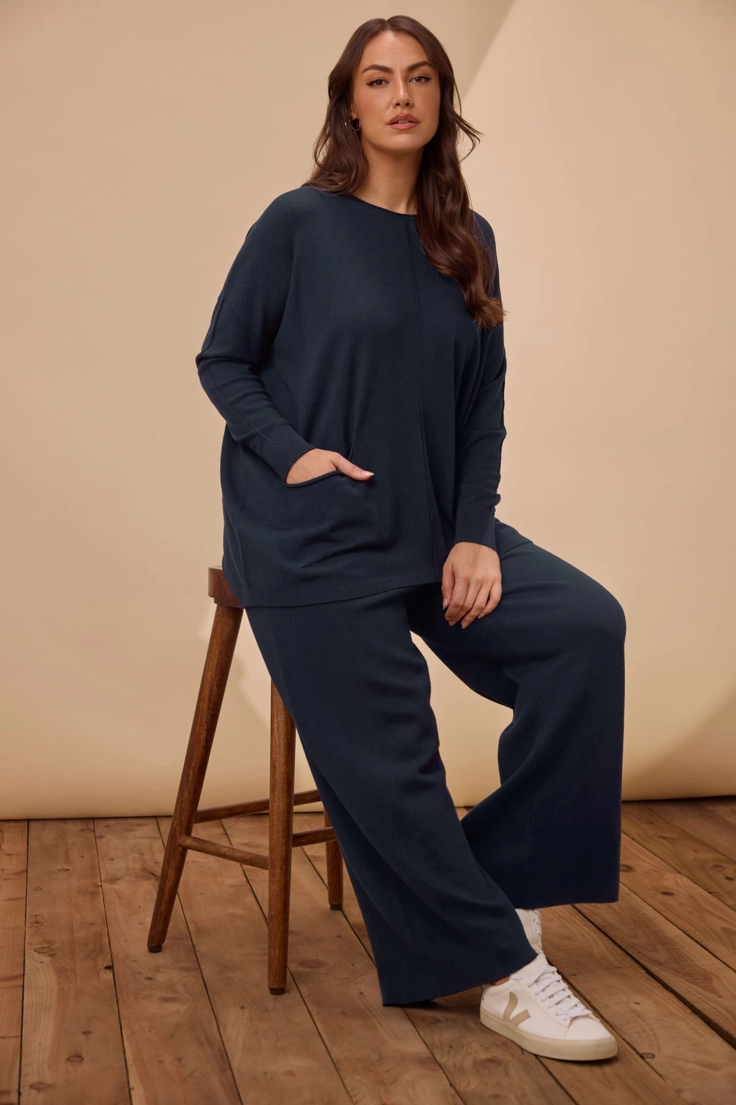 EVANS Curve Navy Blue Soft Touch Front Seam Jumper 3 EVANS Curve Navy Blue Soft Touch Front Seam Jumper