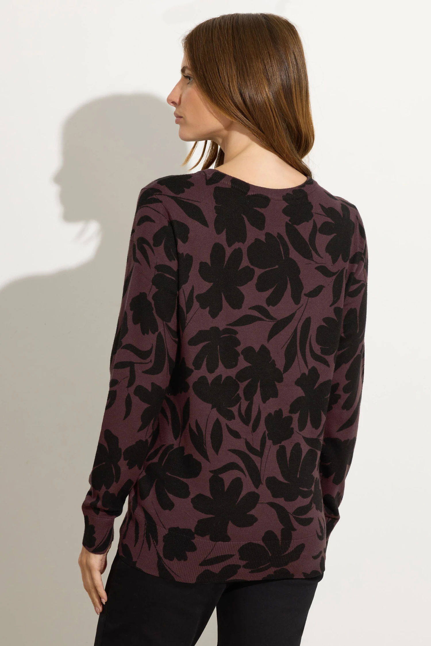 M&Co Brown Floral Print Crew Neck Jumper 4 M&Co Brown Floral Print Crew Neck Jumper – Image 2