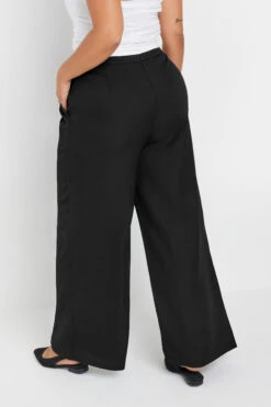YOURS - Pantalon Wide Leg Noir Taille Contrastée -Evans Boutique e155da35 dfde 42 140073 C