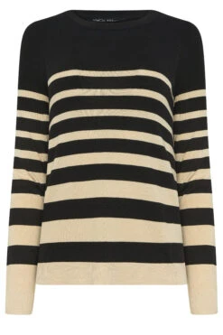 M&Co Black & Cream Stripe Crew Neck Jumper -Evans Boutique e1c2df19 3ad8 41 502457 X