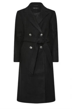 M&Co Black Button Up Wrap Coat 13 M&Co Black Button Up Wrap Coat -Evans Boutique e208850e a46f 4a 502496 X
