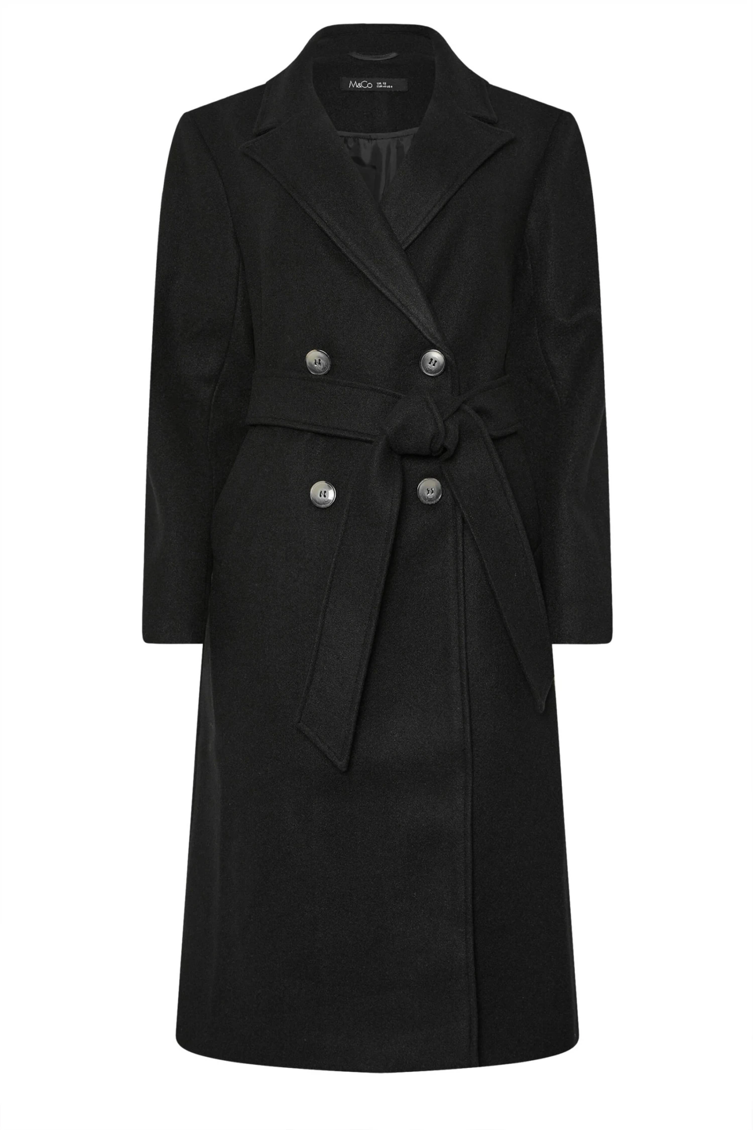 M&Co Black Button Up Wrap Coat 8 M&Co Black Button Up Wrap Coat – Image 6