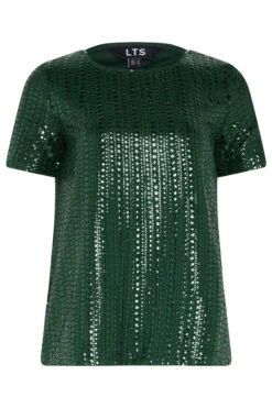 LTS Tall Green Crew Neck Sequin Top 11 LTS Tall Green Crew Neck Sequin Top -Evans Boutique e21bdfdc ba5e 4e 356616 X