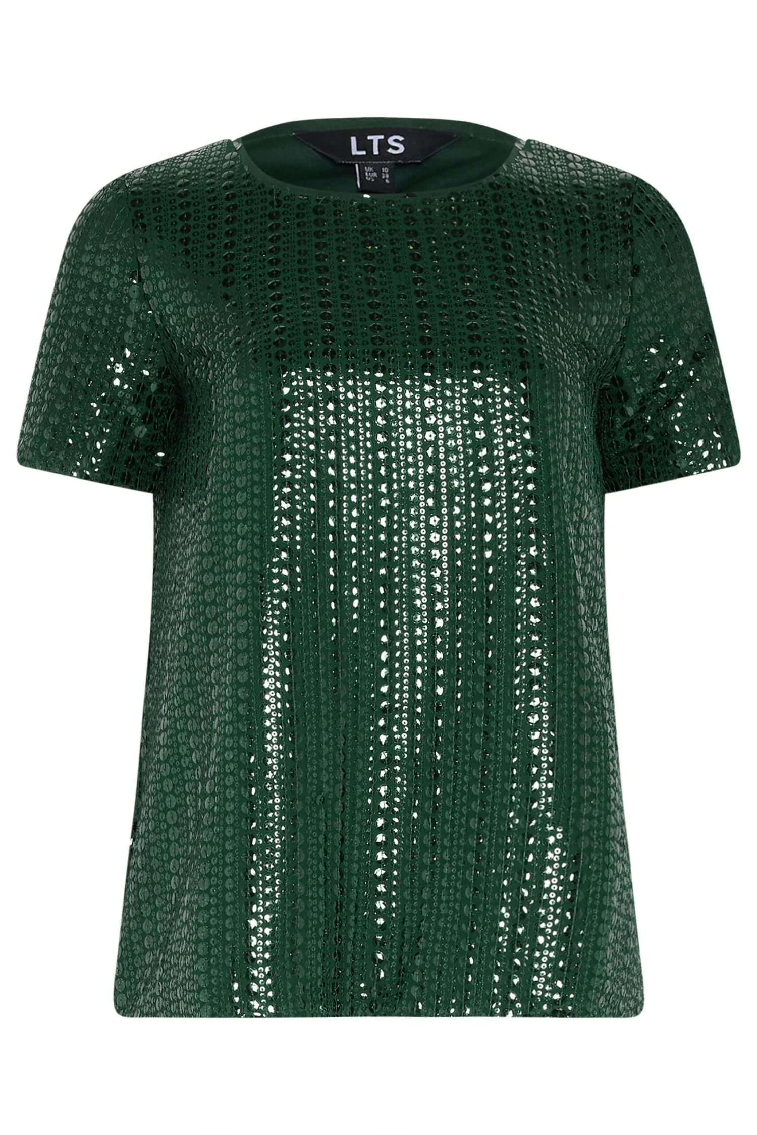 LTS Tall Green Crew Neck Sequin Top 7 LTS Tall Green Crew Neck Sequin Top – Image 5