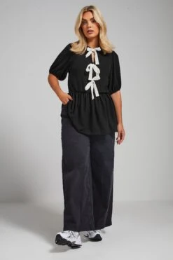 LIMITED COLLECTION - Top Noir Design Volanté & Noeuds -Evans Boutique e23e4eed 66c6 4c 216247 B