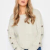 LTS Tall Ivory White Button Long Sleeve Jumper 2 LTS Tall Ivory White Button Long Sleeve Jumper -Evans Boutique e2b39577 b941 43 350842 A