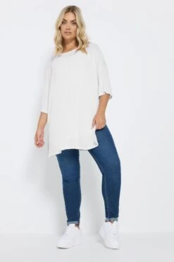 YOURS - Top Blanc Oversize Doublé En Jersey -Evans Boutique e335a4a3 a4e6 48 303433 B