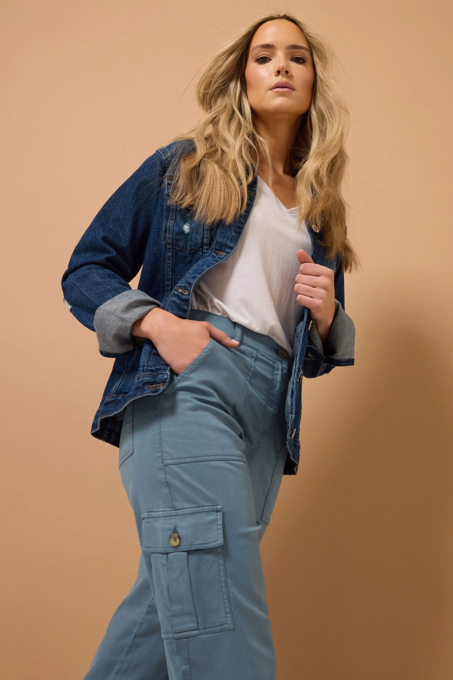 LTS MADE FOR GOOD Tall Blue Cargo Chino Jeans 8 LTS MADE FOR GOOD Tall Blue Cargo Chino Jeans – Image 6