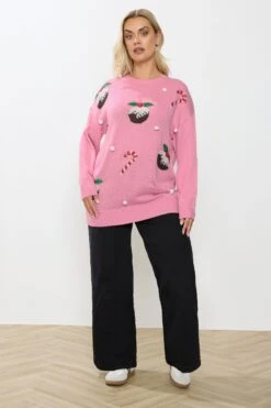 YOURS Curve Pull De Noël Fantaisie Rose à Paillettes Et Motif Canne à Sucre 10 YOURS Curve Pull De Noël Fantaisie Rose à Paillettes Et Motif Canne à Sucre -Evans Boutique e33f41e6 20d4 43 280788 B