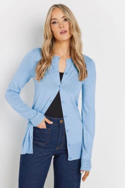 LTS Tall Light Blue Button Down Knit Cardigan