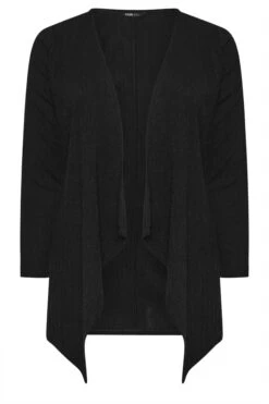 YOURS Curve Cardigan Cascade Côtelé Noir -Evans Boutique e386b1c6 b670 41 322854 X