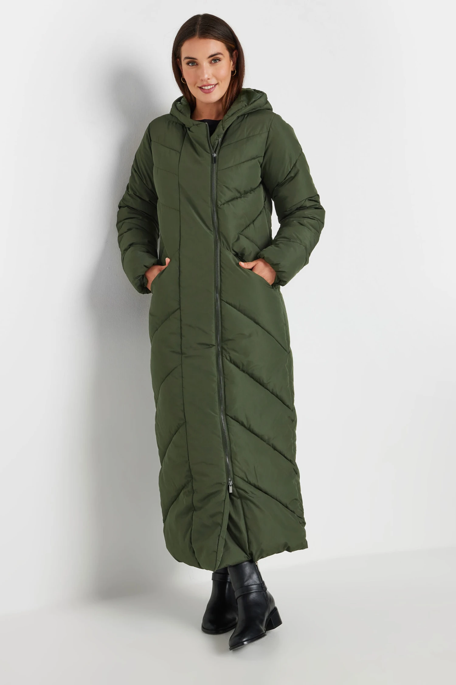 LTS Tall Green Padded Maxi Coat 5 LTS Tall Green Padded Maxi Coat – Image 3