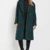 LTS Tall Forest Green Boucle Wrap Midi Coat