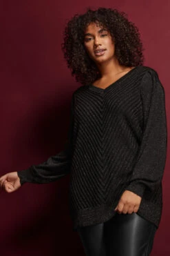 EVANS Curve Black Metallic Knitted Jumper