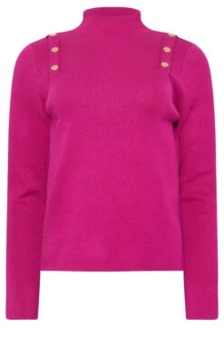 STAR Hot Pink Button Detail Knitted Jumper -Evans Boutique e499e085 c754 4f 110620 X