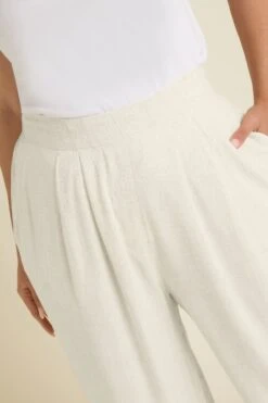 YOURS - Pantalon Wide Leg Crème En Lin à Poches -Evans Boutique e49fa3a8 34a7 4c 310018 D