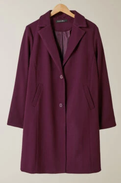 EVANS Curve Burgundy Red City Coat 14 EVANS Curve Burgundy Red City Coat -Evans Boutique e52c2243 a72d 42 615609 P