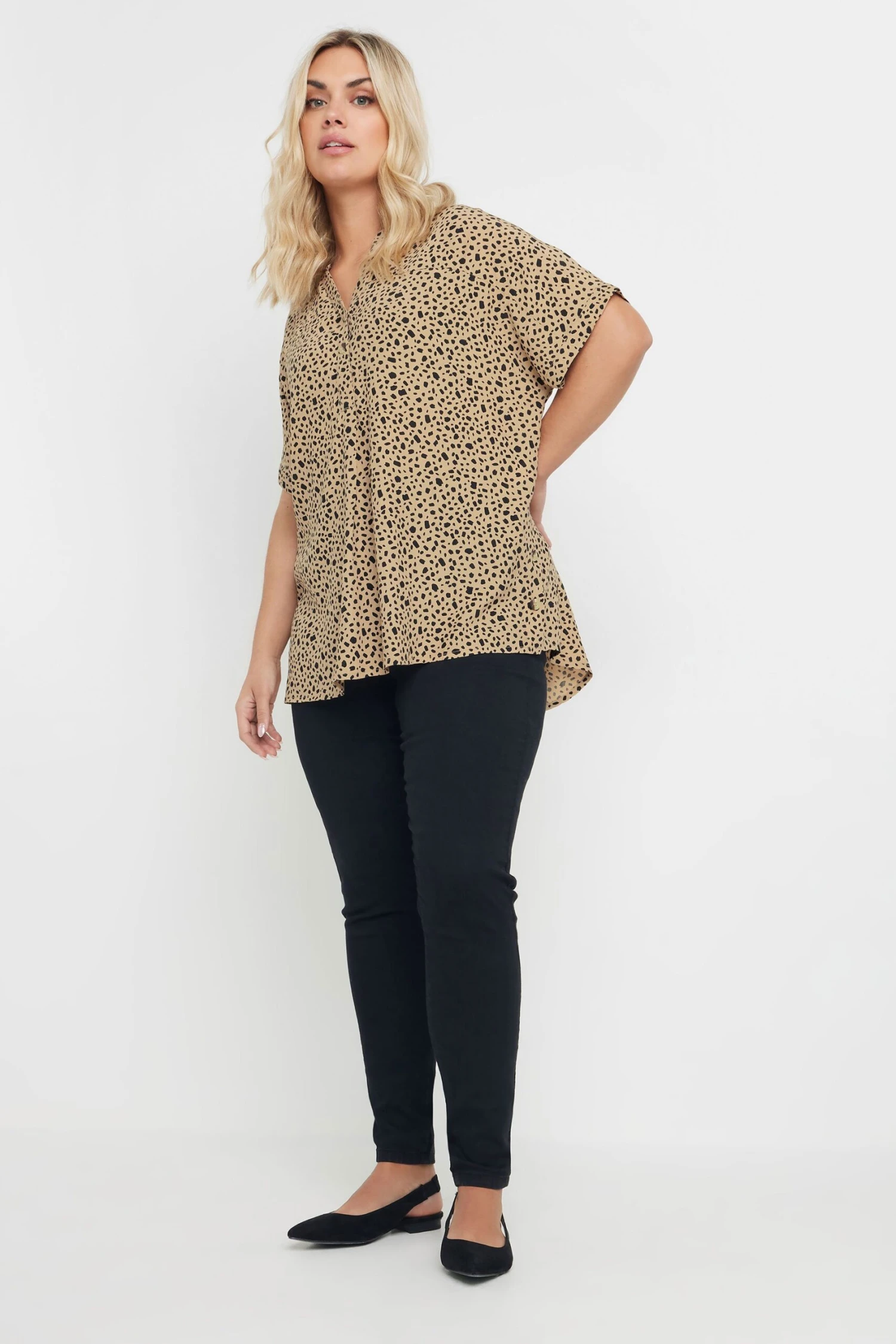 YOURS - Chemisier Marron à Pois Manches Courtes 4 YOURS - Chemisier Marron à Pois Manches Courtes – Image 2