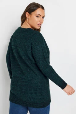 YOURS - Pull Vert Forêt Long En Maille Manches Longues -Evans Boutique e58857a5 5d06 4e 280235 C