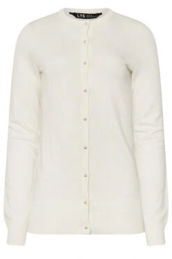LTS Tall Ivory White Pearl Button Cardigan 17 LTS Tall Ivory White Pearl Button Cardigan -Evans Boutique e5b673cd f7aa 4d 355337 X