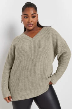 YOURS - Pull En Maille Beige Encolure En V