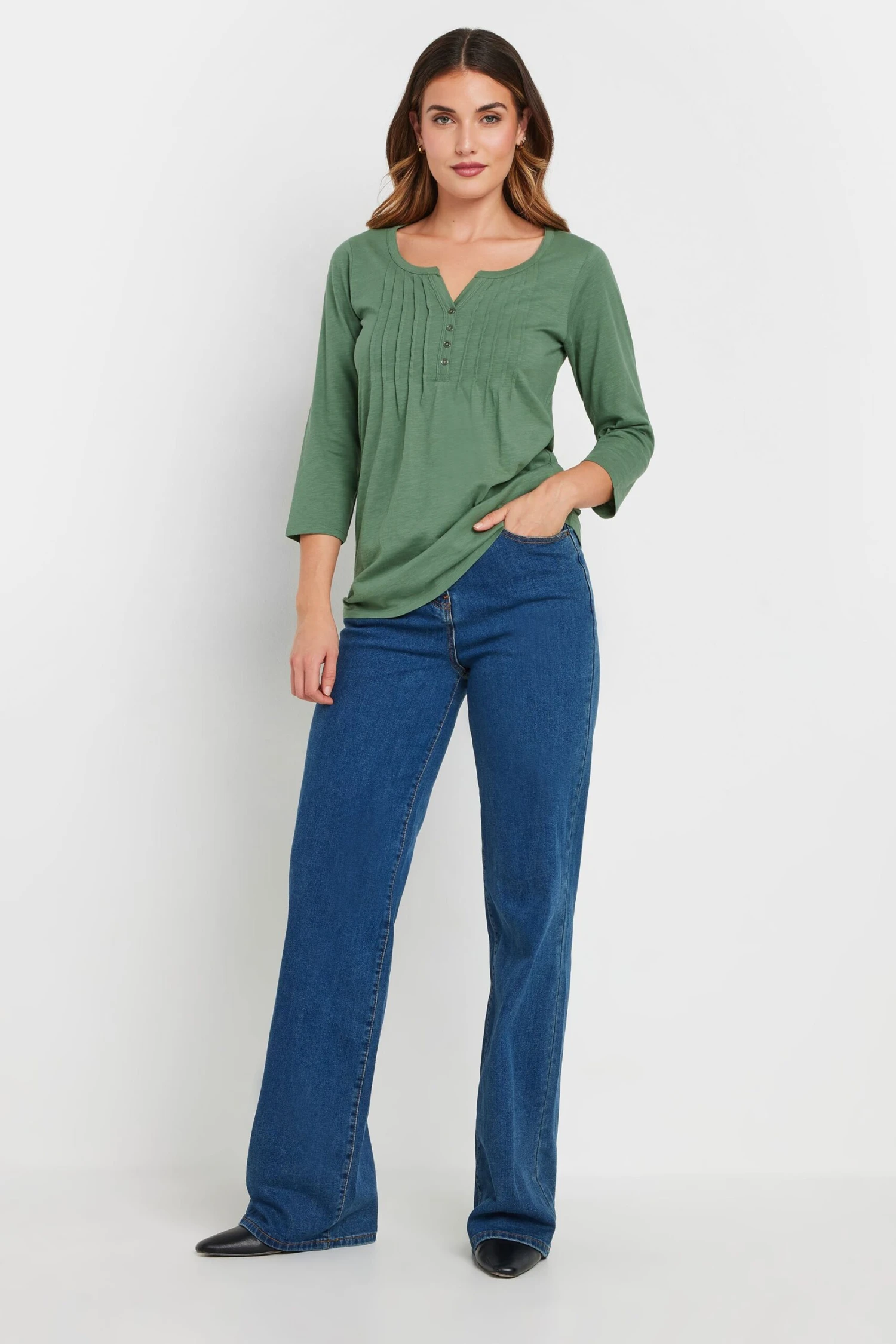 LTS Tall Khaki Green Henley Top 4 LTS Tall Khaki Green Henley Top – Image 2
