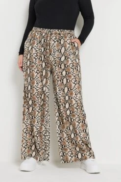 YOURS - Pantalon Wide Leg Marron Design Serpent