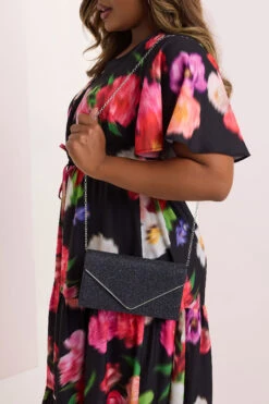 Navy Blue Shimmer Clutch Bag