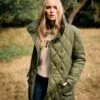 LTS Tall Khaki Green Funnel Neck Quilted Coat -Evans Boutique e72f046d 984a 4a 356128 49