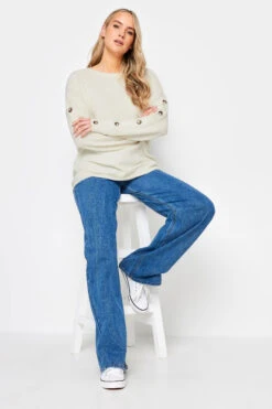 LTS Tall Ivory White Button Long Sleeve Jumper 10 LTS Tall Ivory White Button Long Sleeve Jumper -Evans Boutique e7496e05 4aaa 46 350842 B