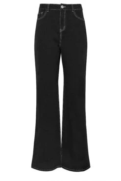 LTS Tall Black Contrast Stitch Wide Leg Jeans -Evans Boutique e7517cff 8002 47 354162 X