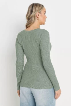 LTS Tall Sage Green Ribbed Scalloped Hemline Cardigan -Evans Boutique e77e0e85 2ec0 45 355583 C