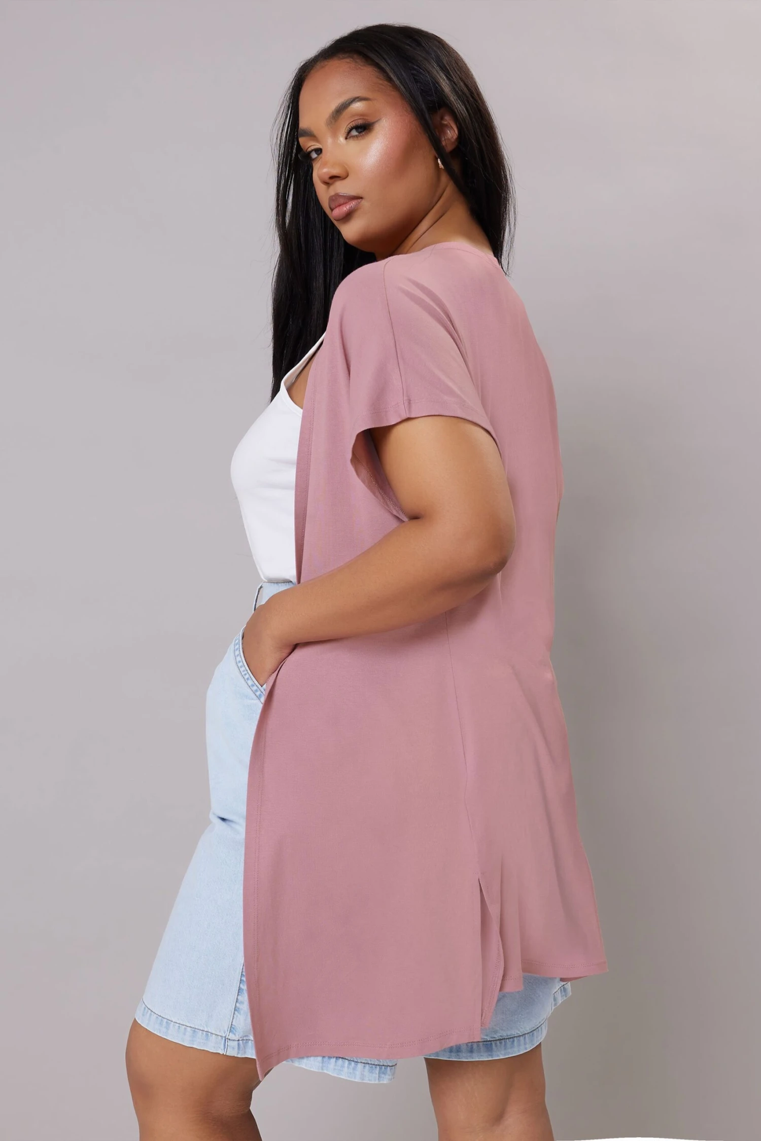 YOURS Curve Cardigan Rose En Jersey à Manches Longues 5 YOURS Curve Cardigan Rose En Jersey à Manches Longues – Image 3