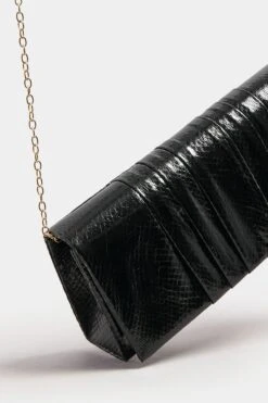 Black Faux Leather Metallic Clutch Bag -Evans Boutique e7e0188f 3a5f 4d 246548 P3